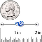 14G Blue White Mummy Halloween Industrial Barbell 38mm