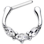 16G 5/16 Clear Gem Oval Trio Cartilage Clicker