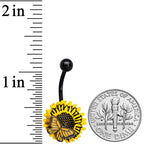 Black Sunflower Butterfly Belly Ring