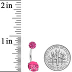 Pink Faux Turquoise Disco Ball Belly Ring