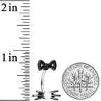 Black Gem White Orb Black Cat Halloween Double Mount Belly Ring