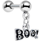 16G 1/4 Clear Gem Boo Halloween Dangle Cartilage Tragus Earring
