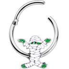 16G 3/8 White Green Mummy Halloween Hinged Segment Ring