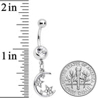 Clear Gem Star Moon Dangle Twister Blue Belly Ring Set of 3
