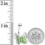 Green Gem Lacy Butterfly Belly Ring