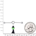 14G Green Gem Spooky Witch Halloween Dangle Project Bar 38mm