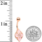 Clear Gem Rose Gold Tone Pink Cross Belly Ring