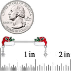 14G 9/16 Clear Gem Jolly Santa Hat Christmas Nipple Ring Set