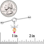 14G Tan Red Gem Reindeer Christmas Dangle Project Bar 38mm