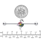 14G Pink Gem Funky Flamingo Industrial Barbell 38mm