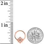 16G 3/8 Green Gem Rose Gold Tone Evening Star Hinged Segment Ring