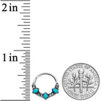 16G 3/8 Clear Blue Gem Southwestern Ovals Hinged Segment Ring