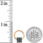 16G 3/8 Aqua Gem Rose Gold Tone Renaissance Hinged Segment Ring