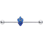 14G Blue CZ Gem Fountain Industrial Barbell 38mm