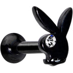 16G 1/4 Licensed Playboy Clear CZ Black Internal Thread Labret