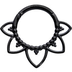 16G 5/16 Black Open Petal Flower Hinged Segment Ring