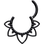 16G 5/16 Black Open Petal Flower Hinged Segment Ring