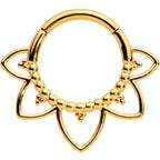 16G 5/16 Gold Tone Open Petal Flower Hinged Segment Ring