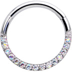 16G 3/8 Aurora Gem Paved Elegance Hinged Segment Ring
