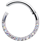 16G 3/8 Aurora Gem Paved Elegance Hinged Segment Ring