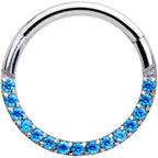 16G 3/8 Aqua Gem Paved Elegance Hinged Segment Ring