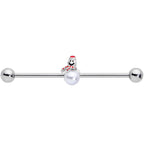 14G Pearlescent Orb Snowman Christmas Industrial Barbell 38mm