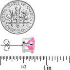 Pink Gem Valentine Heart Steel Post Stud Earrings