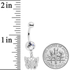 Clear Gem Baroque Butterfly Dangle Belly Ring