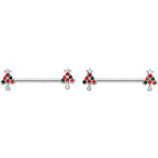 14G 11/16 Clear Red Green Gem Christmas Tree Nipple Ring Set