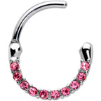 16G 5/16 Pink Gem Paved Cartilage Clicker