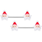 14G 9/16 Santas Beard Holiday Christmas Barbell Nipple Ring Set