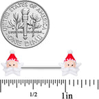 14G 9/16 Santas Beard Holiday Christmas Barbell Nipple Ring Set