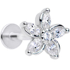 16G 5/16 Clear Gem Pretty Petals Flower Labret Monroe Tragus