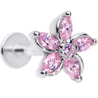 16G 5/16 Pink Gem Pretty Petals Flower Labret Monroe Tragus