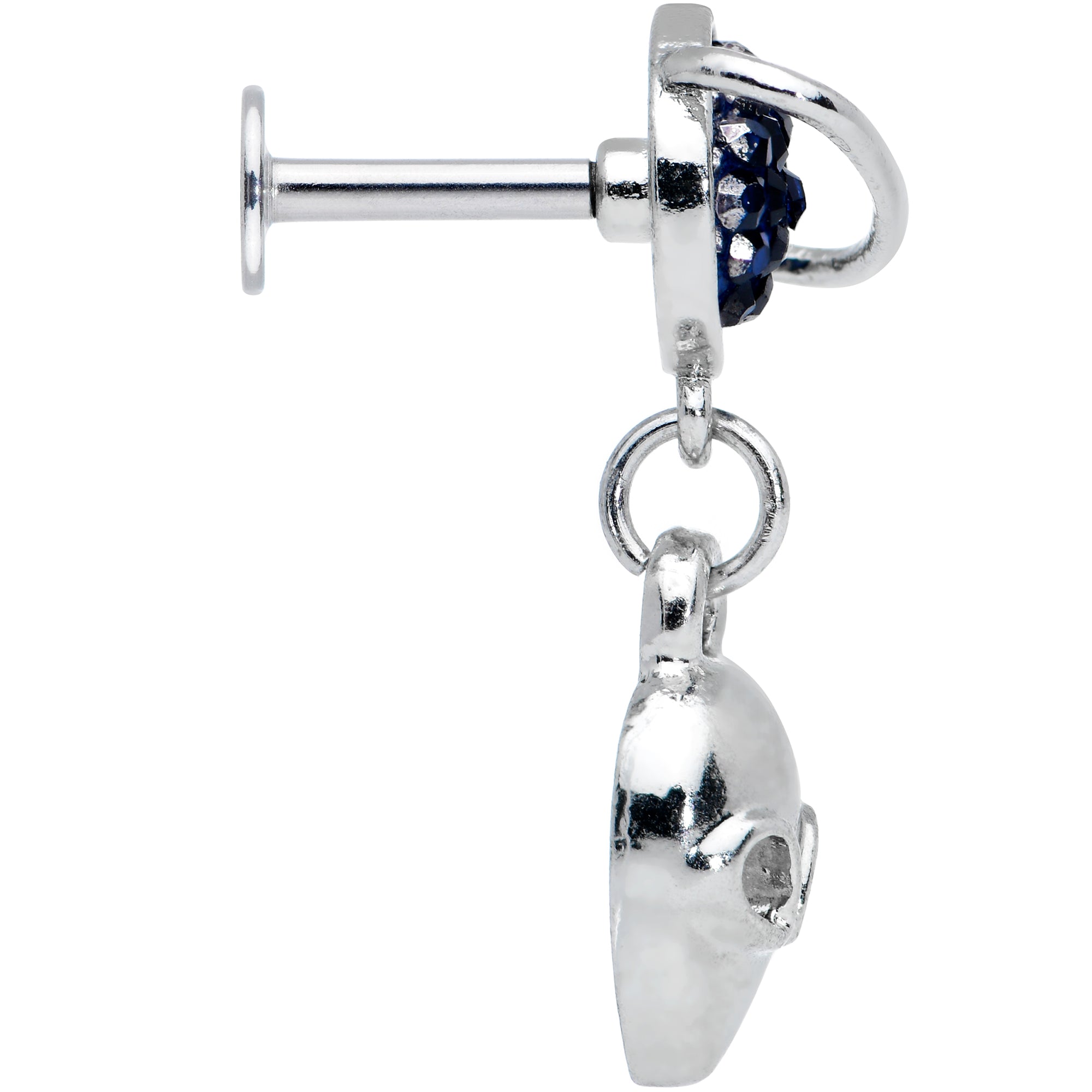 16G 1/4 Alien Blue Planet Dangle Labret Monroe Tragus