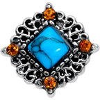 20G 5/16 Yellow Gem Blue Faux Turquoise Rhombus Nose Ring