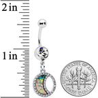 Clear Gem Iridescent Crescent Moon Dangle Belly Ring
