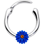 16G 3/8 Yellow Gem Blue Sunflower Cartilage Clicker