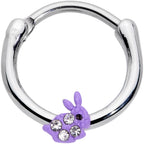 16G 3/8 Clear Gem Purple Easter Bunny Cartilage Clicker