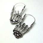 Skeleton Hands Devil Horn Tunnel Plug Earrings