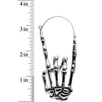 Skeleton Hands Devil Horn Tunnel Plug Earrings