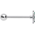 Clear Pink Green Gem Snowflake Christmas Barbell Tongue Ring