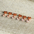 20G Clear CZ Gem Rose Gold Tone Post Stud Earring Set of 3