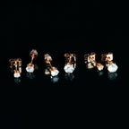 20G Clear CZ Gem Rose Gold Tone Post Stud Earring Set of 3