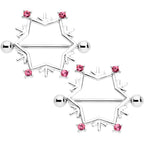 14G 3/4 Pink Gem Snowflake Christmas Nipple Shield Set