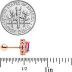 16G 1/4 Purple Tourmaline Rose Gold Tone Cartilage Tragus Earring