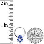 16G 3/8 Blue CZ Gem Chandelier Hinged Segment Ring