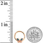 16G 3/8 Aqua Gem Rose Gold Tone Butterfly Hinged Segment Ring