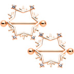 14G 3/4 Rose Gold Tone Snowflake Christmas Nipple Shield Set