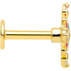 16G 1/4 Clear CZ Gem Gold Tone Color Crest Labret Monroe Tragus